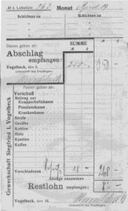   Lohnbuch vom Grubenaufseher Heinrich Hundertmark
